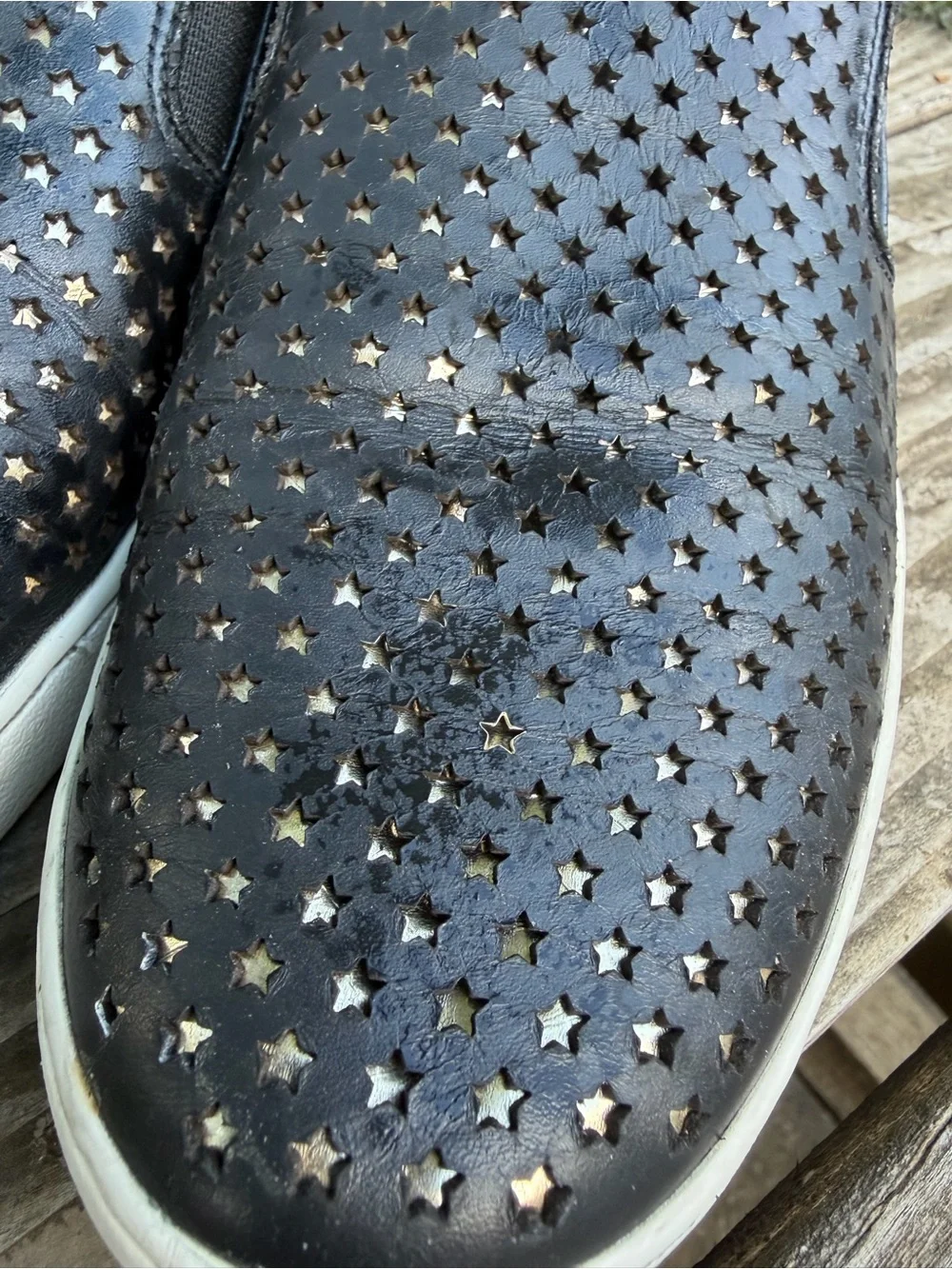 Michael Kors Black Star-Perforated Slip-On Flats